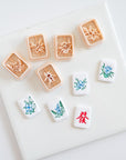 Mahjong Tile Clay Cutters, SET 3 Dragon/Seasons - Embossed (Set of 5 Designs)