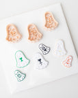 Ghost Holding Friends | Halloween Embossed Animal with Ghost Clay Cutter