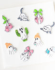 Cherry Ghost with Bow | Halloween styled clay cutter with hanging ghosts