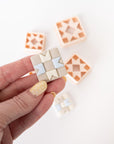Quilt Pattern Clay Cutter - Straight or Diagonal Pattern with Inset Pieces