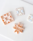 Quilt Pattern Clay Cutter - Straight or Diagonal Pattern with Inset Pieces
