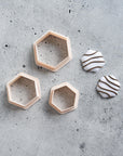 Zebra Cake Hexagon Clay Cutter, Polymer Tool - PLA Material, Retro Dessert Cookie Shape, 25/30/35mm Options