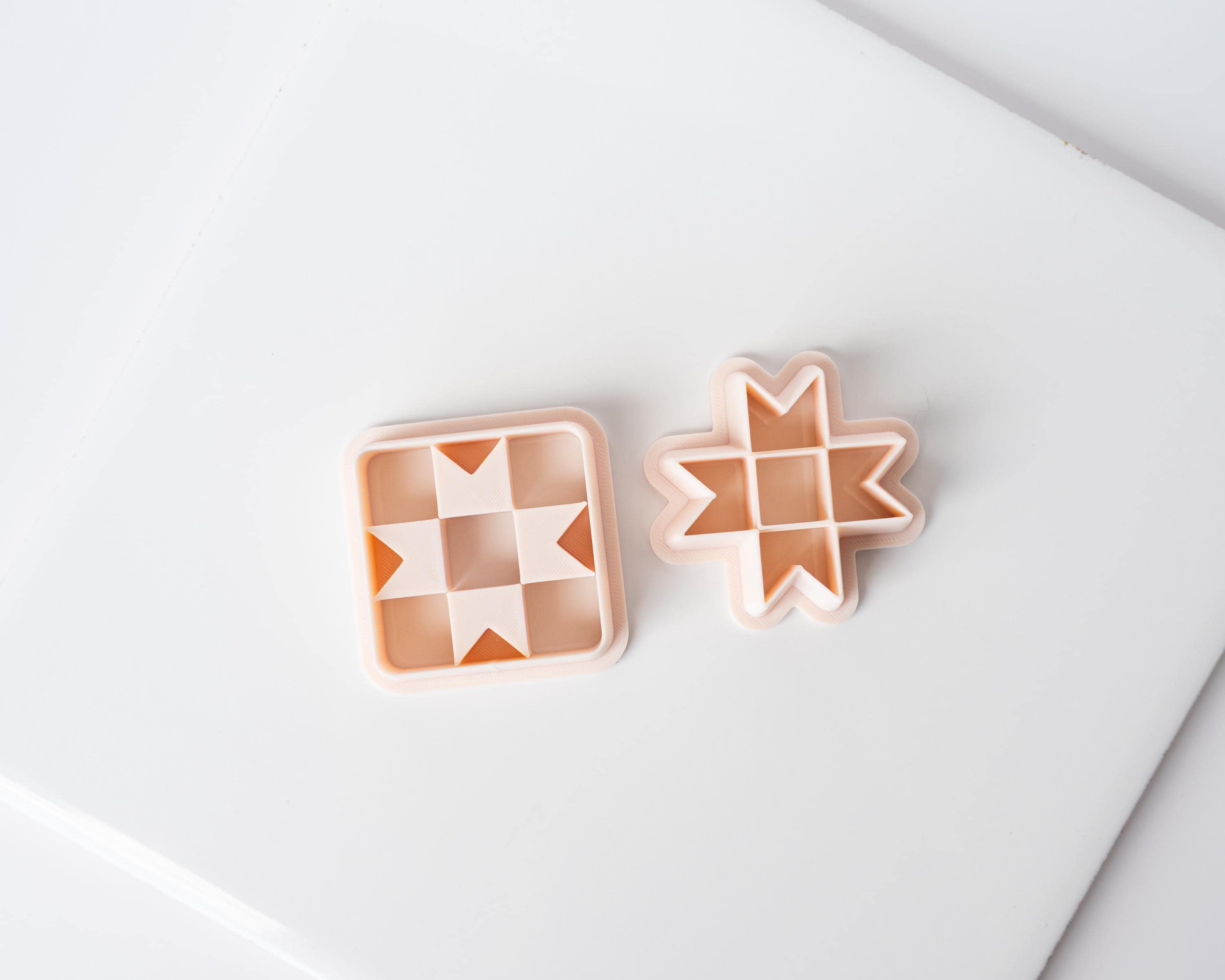 Quilt Pattern Clay Cutter - Straight or Diagonal Pattern with Inset Pieces