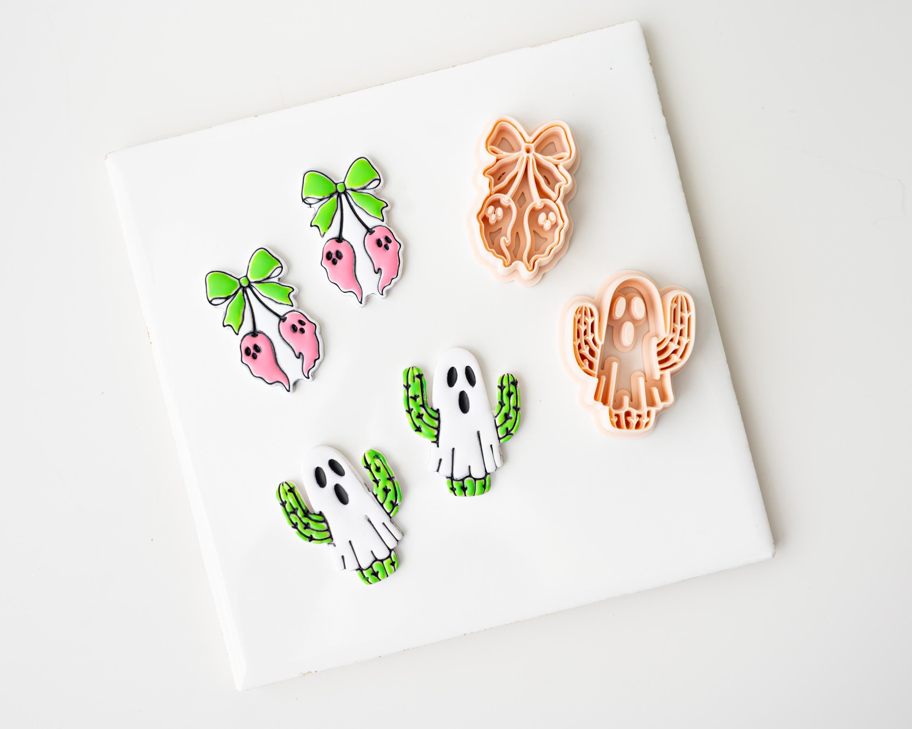 Ghost Cactus | Halloween South West styled clay cutter with cacti