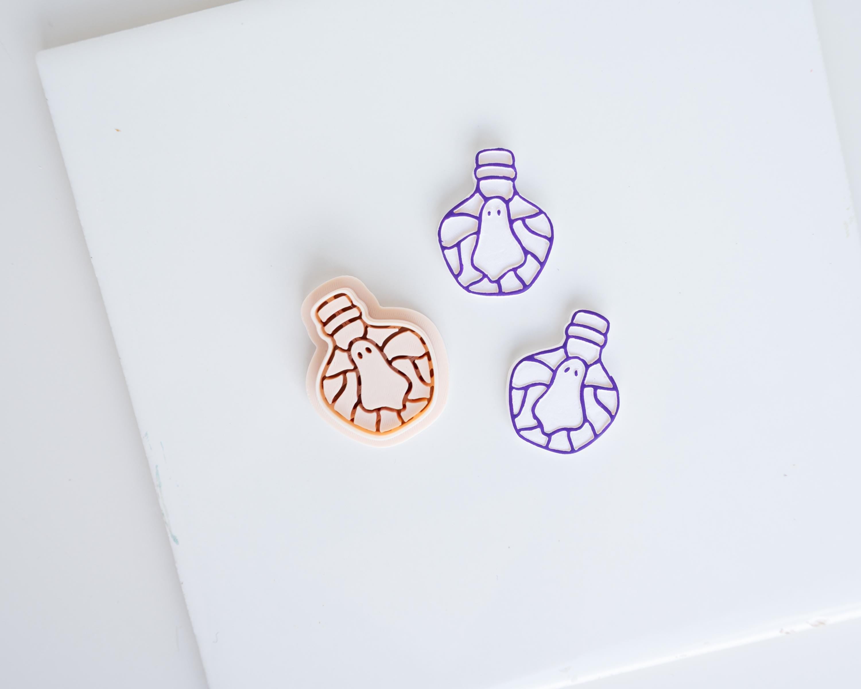 Stained Glass Collection | Ghost, Potion Bottle, Cat and Candy Corn Clay Cutter