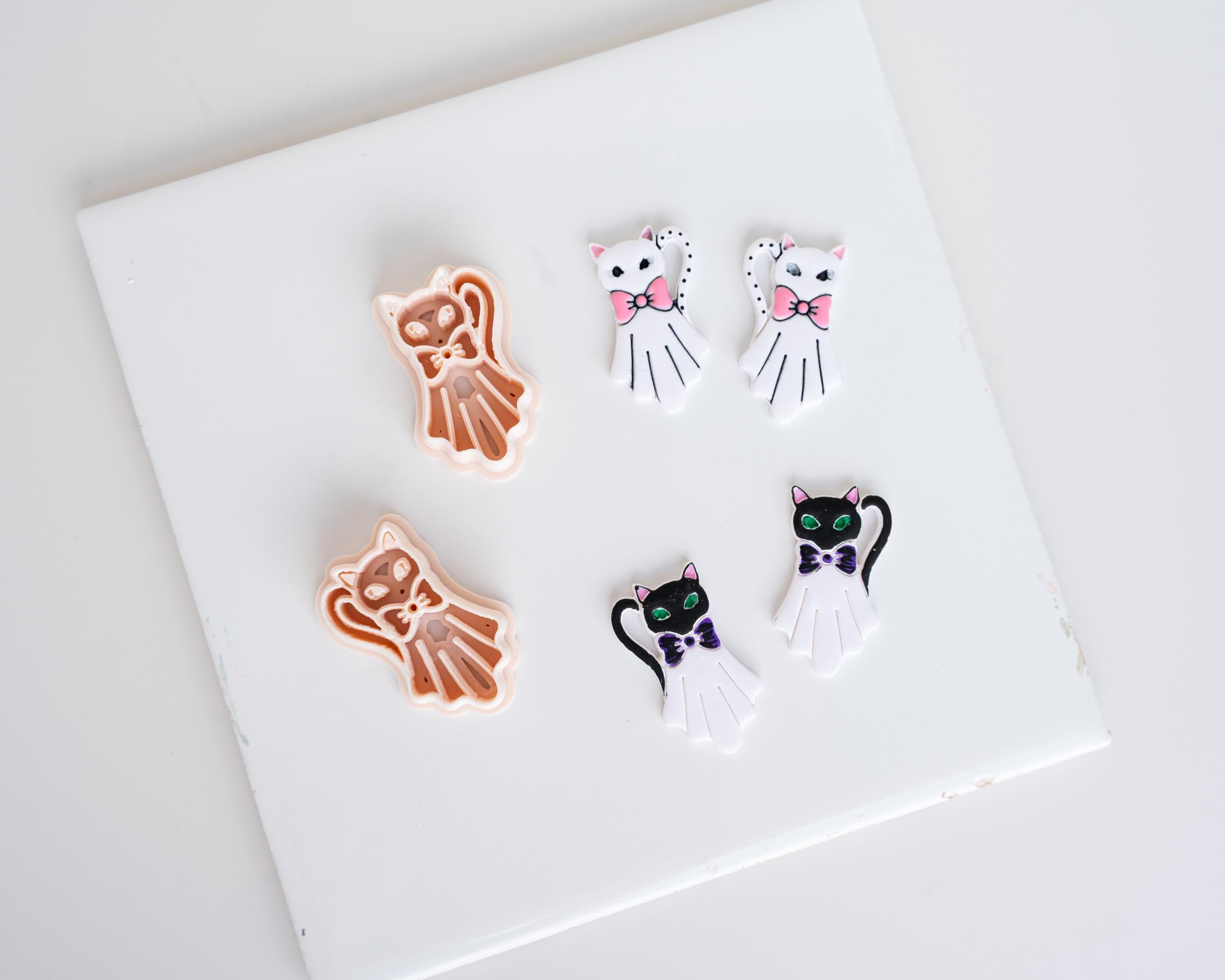 Halloween Ghost Cat with Bowtie
