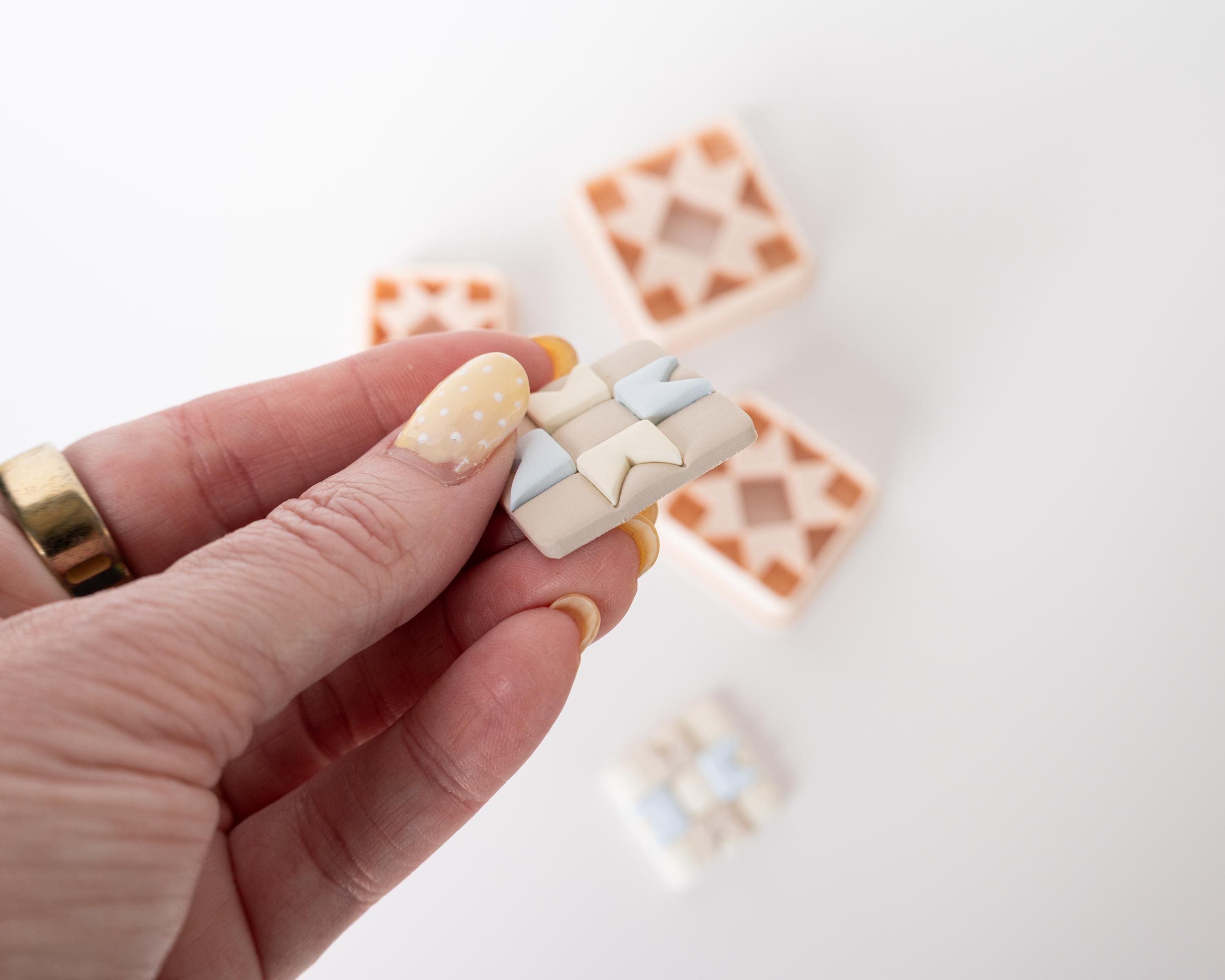 Quilt Pattern Clay Cutter - Straight or Diagonal Pattern with Inset Pieces