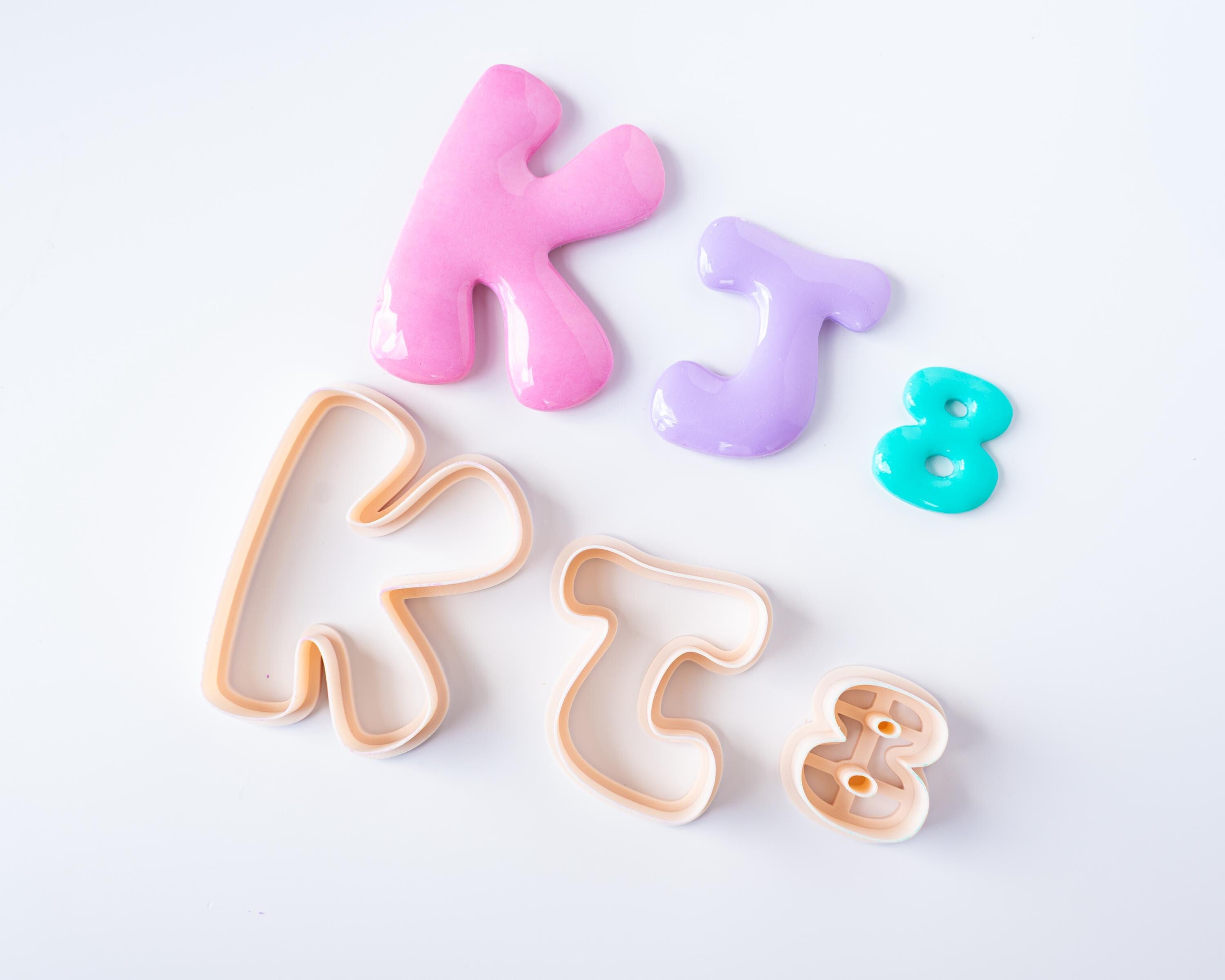 Bubble Letter Initials - Clay Cutters for Purse Charms, Magnets and Decor