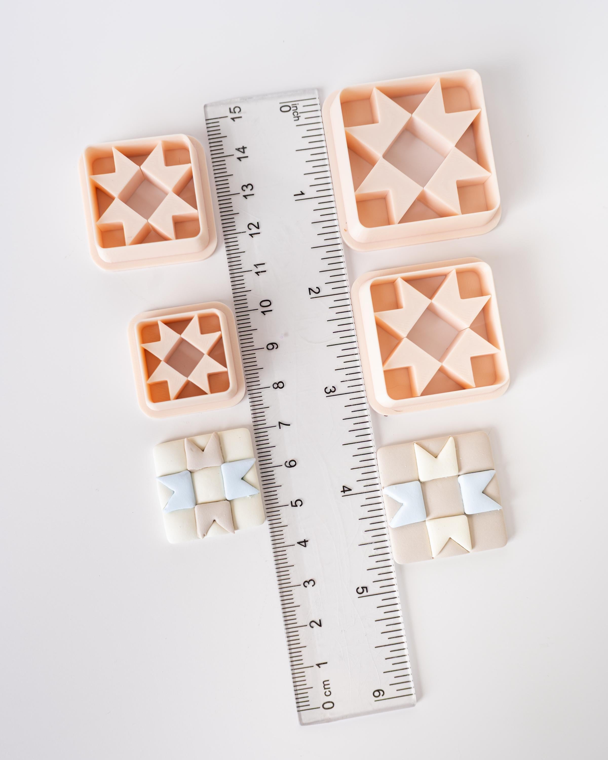 Quilt Pattern Clay Cutter - Straight or Diagonal Pattern with Inset Pieces