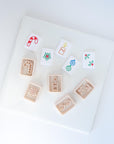 Christmas Mahjong Tile Clay Cutters, SET FIVE / Holiday - Embossed (Set of 10 Designs)
