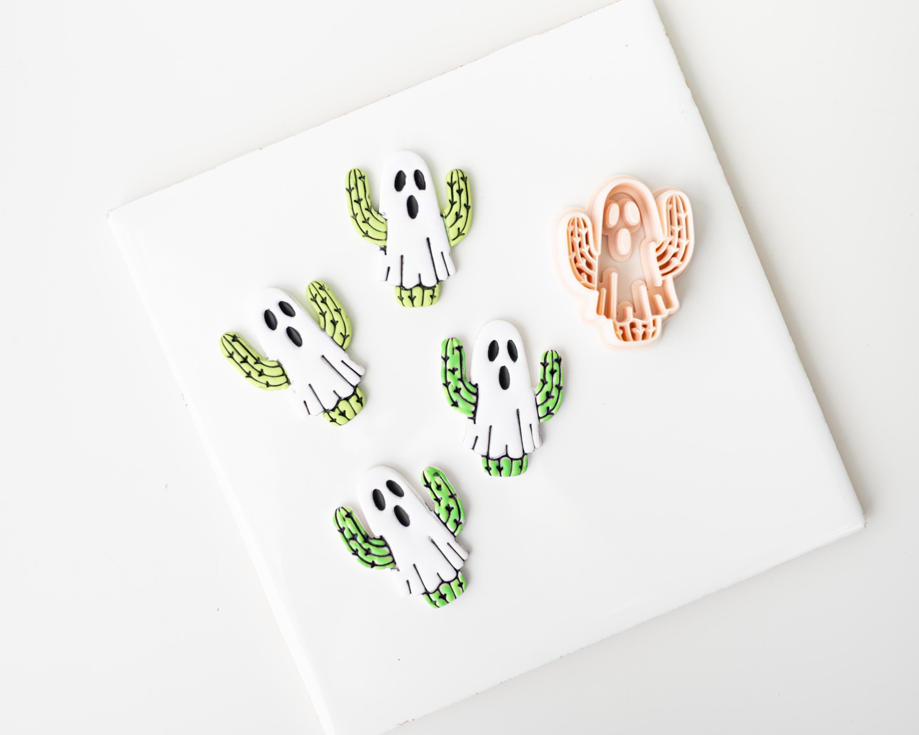 Ghost Cactus | Halloween South West styled clay cutter with cacti