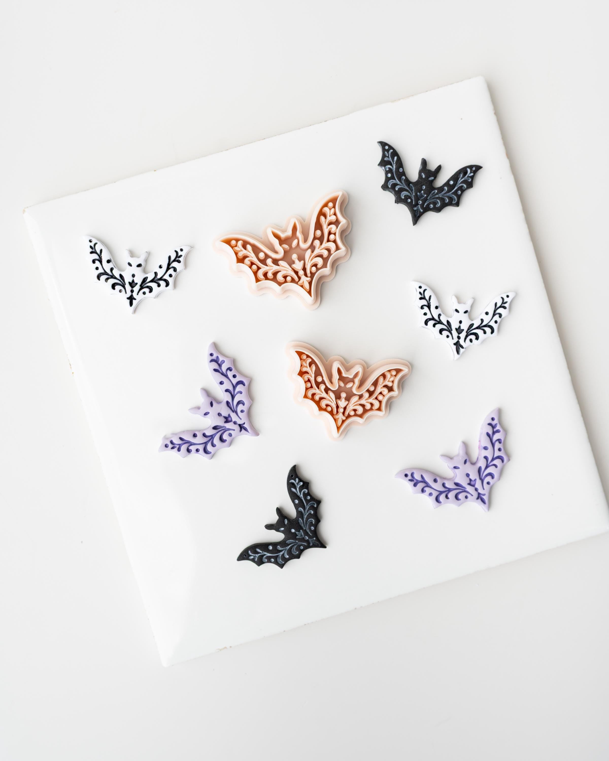 Embossed Bat | Fall 2026 Halloween Clay Cutter, Polymer Tool - Textured Detail, 30/35/40mm