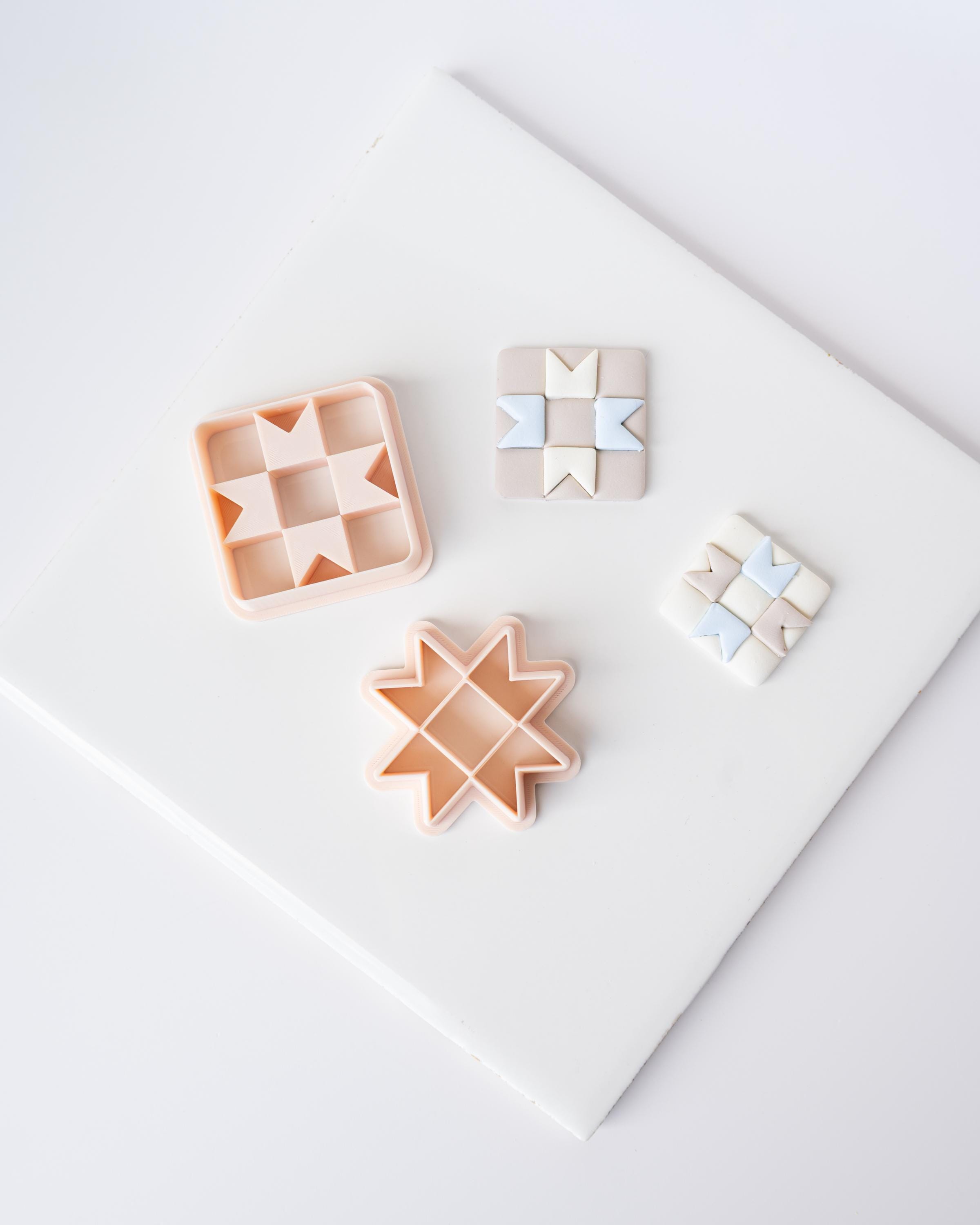 Quilt Pattern Clay Cutter - Straight or Diagonal Pattern with Inset Pieces