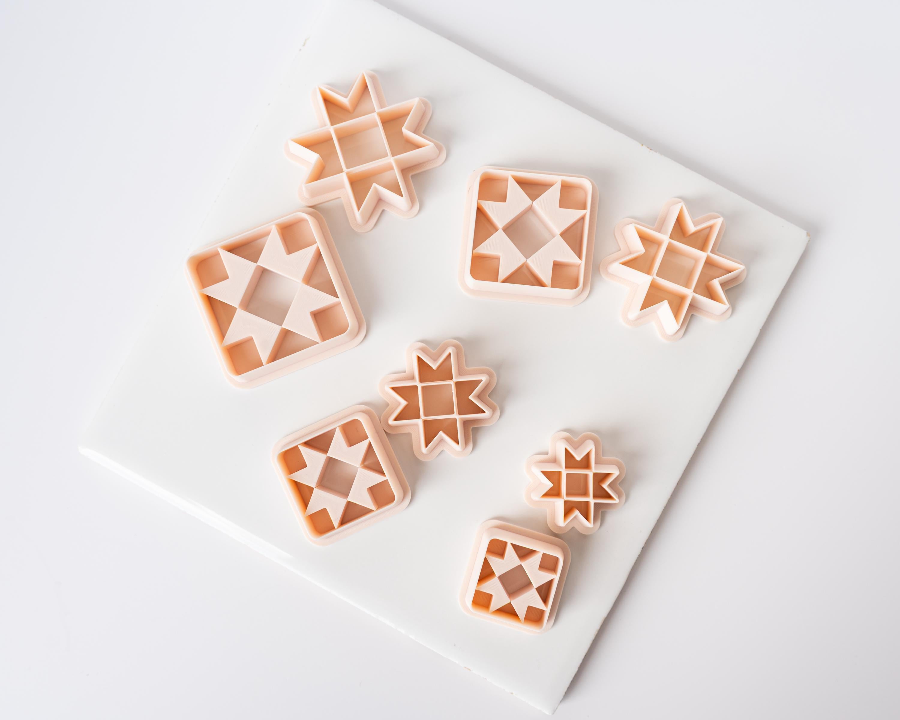 Quilt Pattern Clay Cutter - Straight or Diagonal Pattern with Inset Pieces