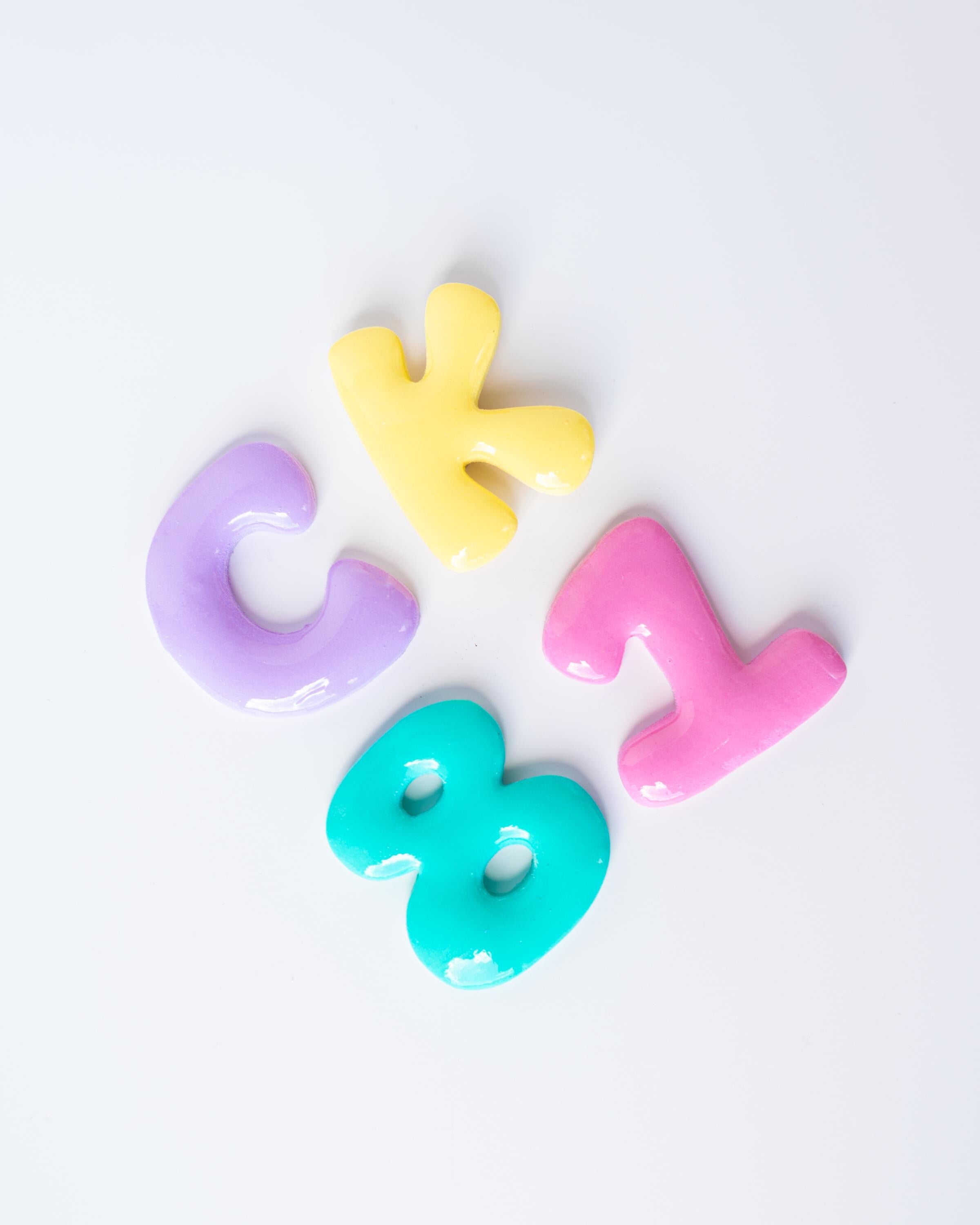 Bubble Letter Initials - Clay Cutters for Purse Charms, Magnets and Decor