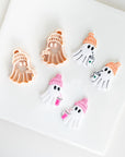 Hipster Ghost Holding Cup | Halloween styled clay cutter ghost with hat and drink