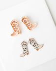 Halloween Cowboy Boots | Mirrored Set | Halloween Western styled clay cutter boot with spiderweb, skull and bat