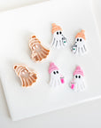 Hipster Ghost Holding Cup | Halloween styled clay cutter ghost with hat and drink