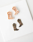 Halloween Cowboy Boots | Mirrored Set | Halloween Western styled clay cutter boot with spiderweb, skull and bat