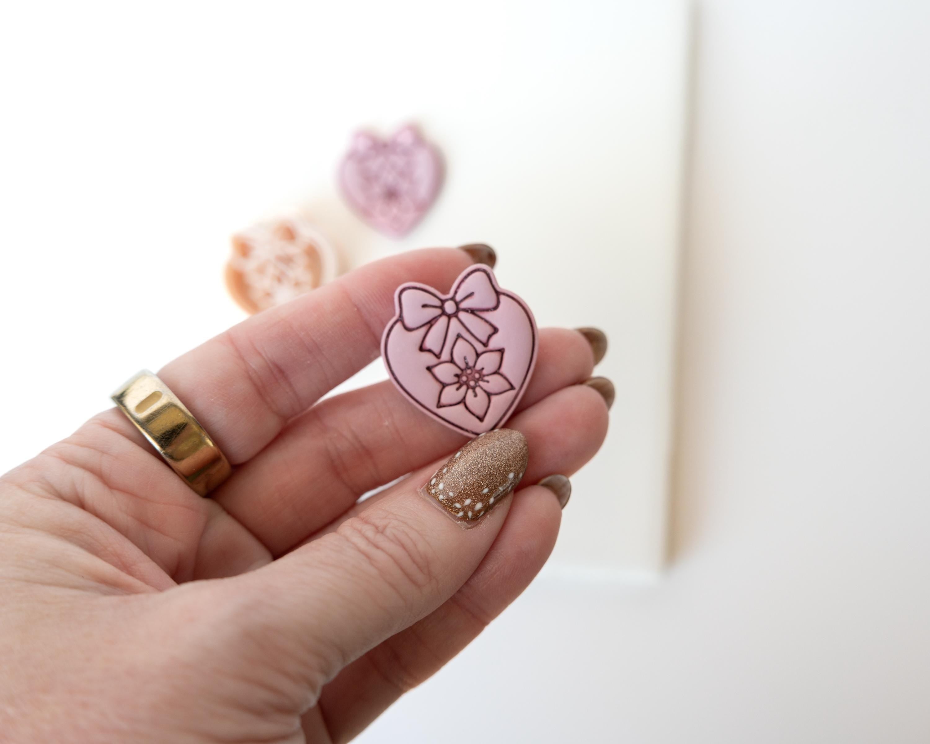 Poinsettia Heart - Embossed Christmas - Holiday Clay Cutter 2026