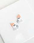 Hipster Ghost Holding Cup | Halloween styled clay cutter ghost with hat and drink