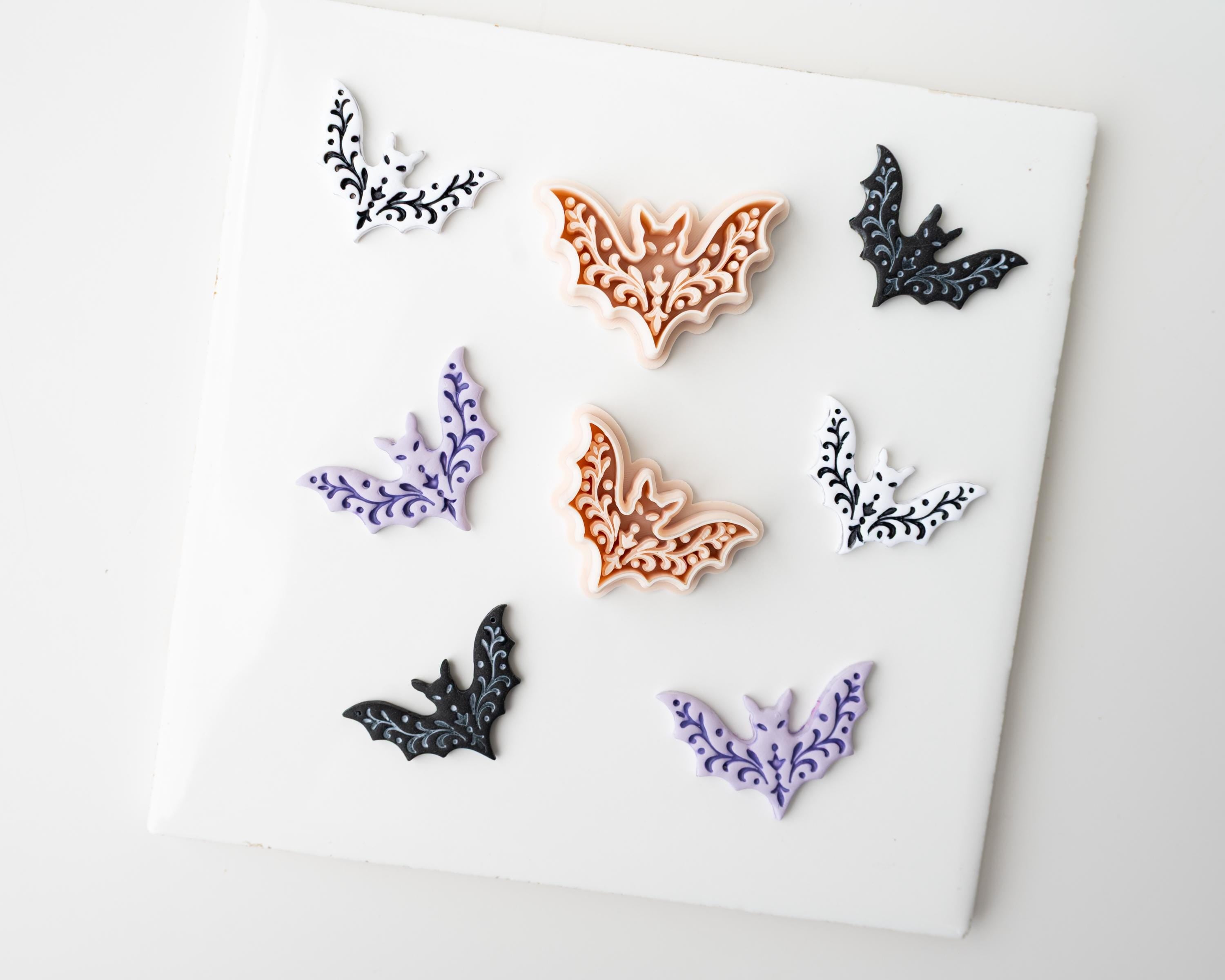 Embossed Bat | Fall 2026 Halloween Clay Cutter, Polymer Tool - Textured Detail, 30/35/40mm