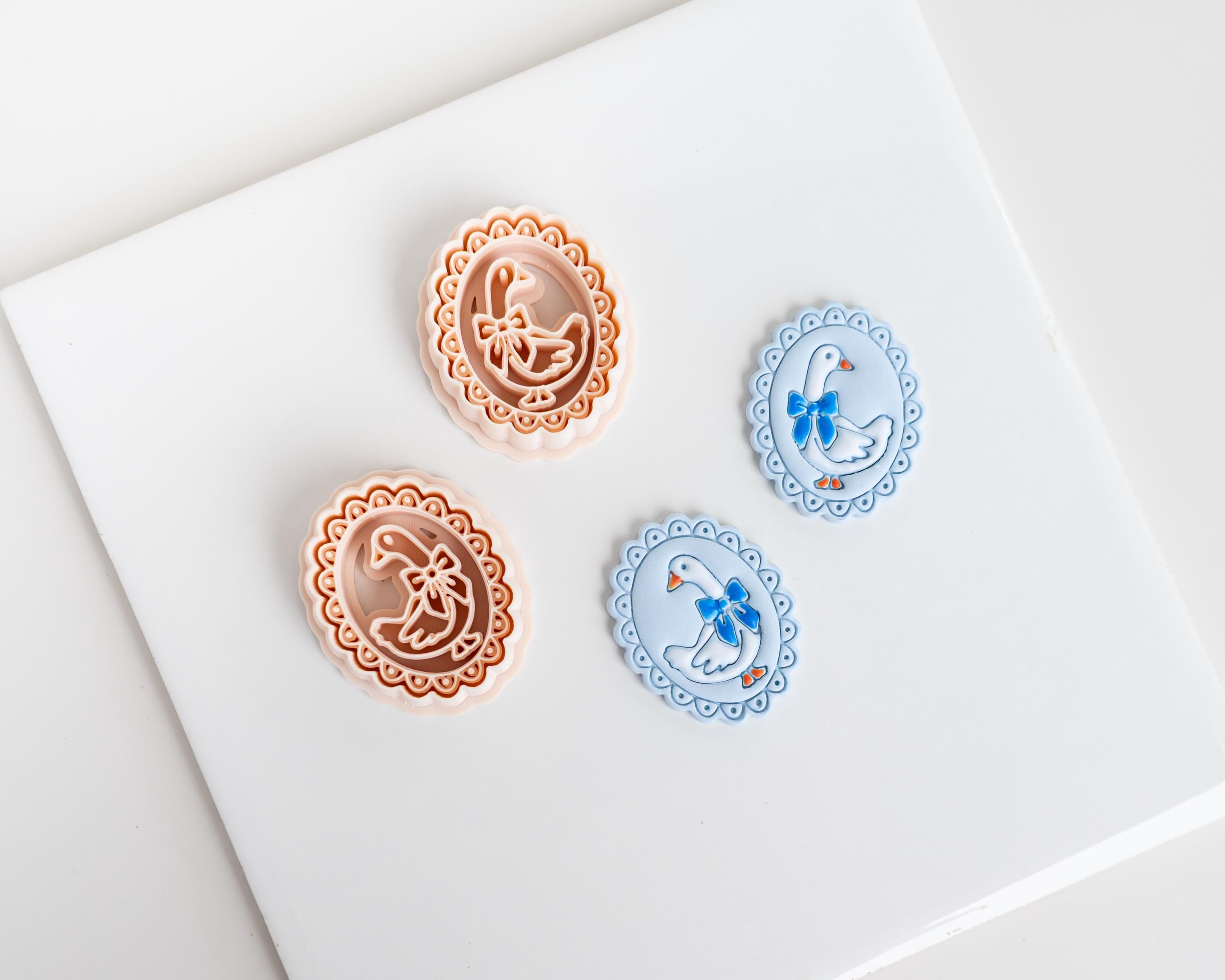 Porch Goose Cameo | Vintage Spring Embossed Clay Cutter