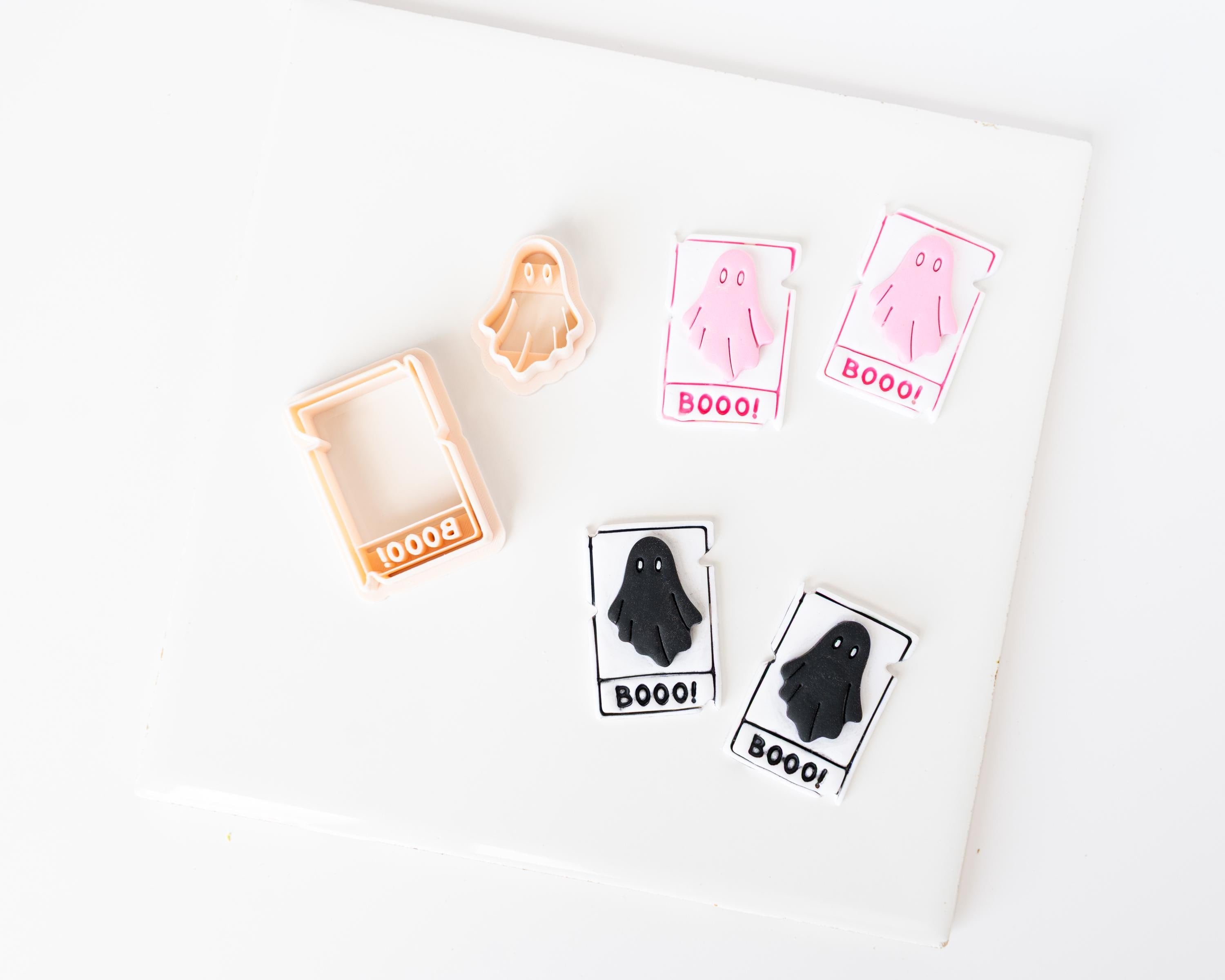 Boo Card with Ghost - 2 Piece Clay Cutter Set for Halloween