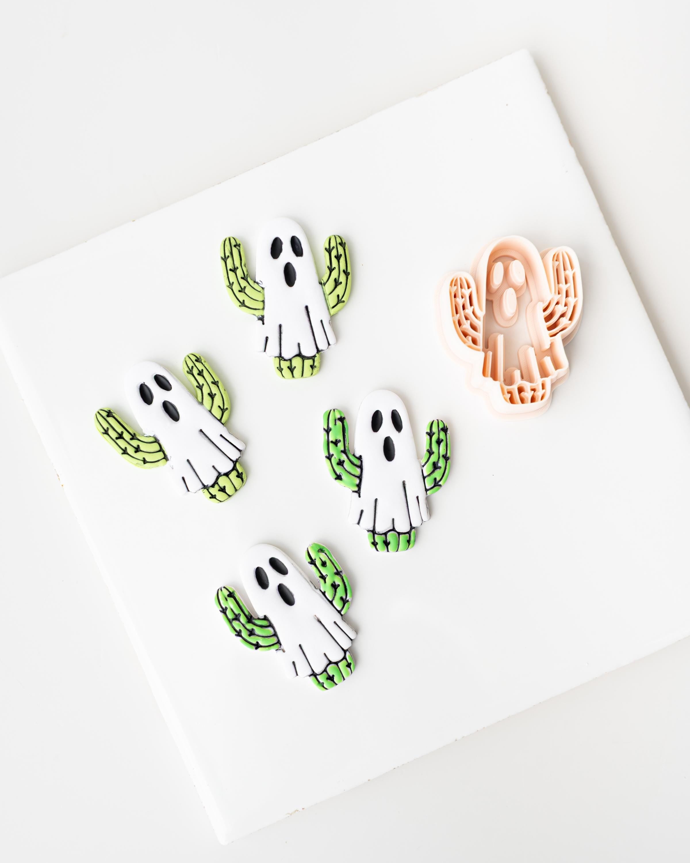 Ghost Cactus | Halloween South West styled clay cutter with cacti