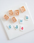 Mahjong Tile Clay Cutters, SET 3 Dragon/Seasons - Embossed (Set of 5 Designs)