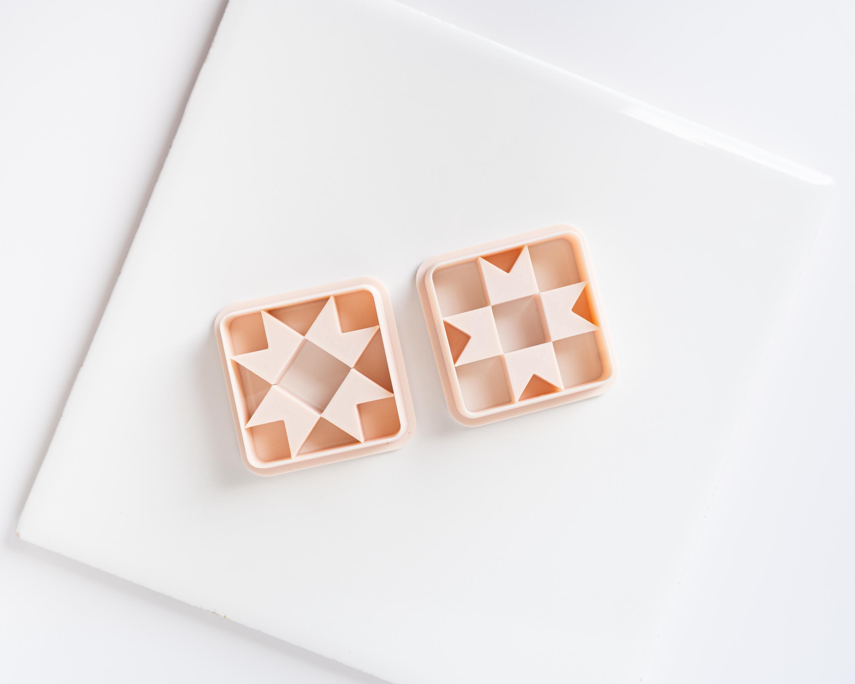 Quilt Pattern Clay Cutter - Straight or Diagonal Pattern with Inset Pieces