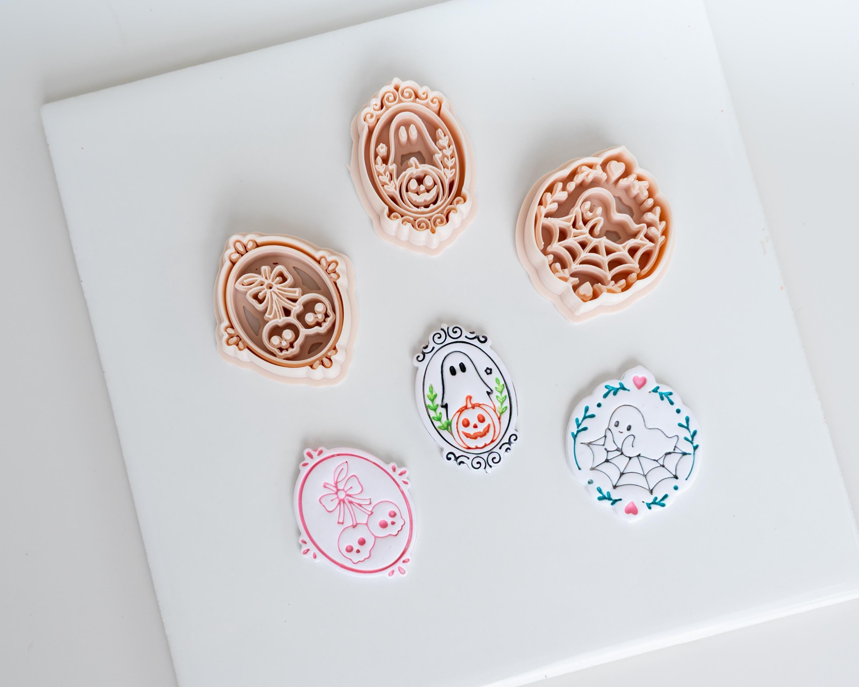 Ornate Halloween Cameo Collection | Ghost, Skull Cherries, Spiderweb Ghosts