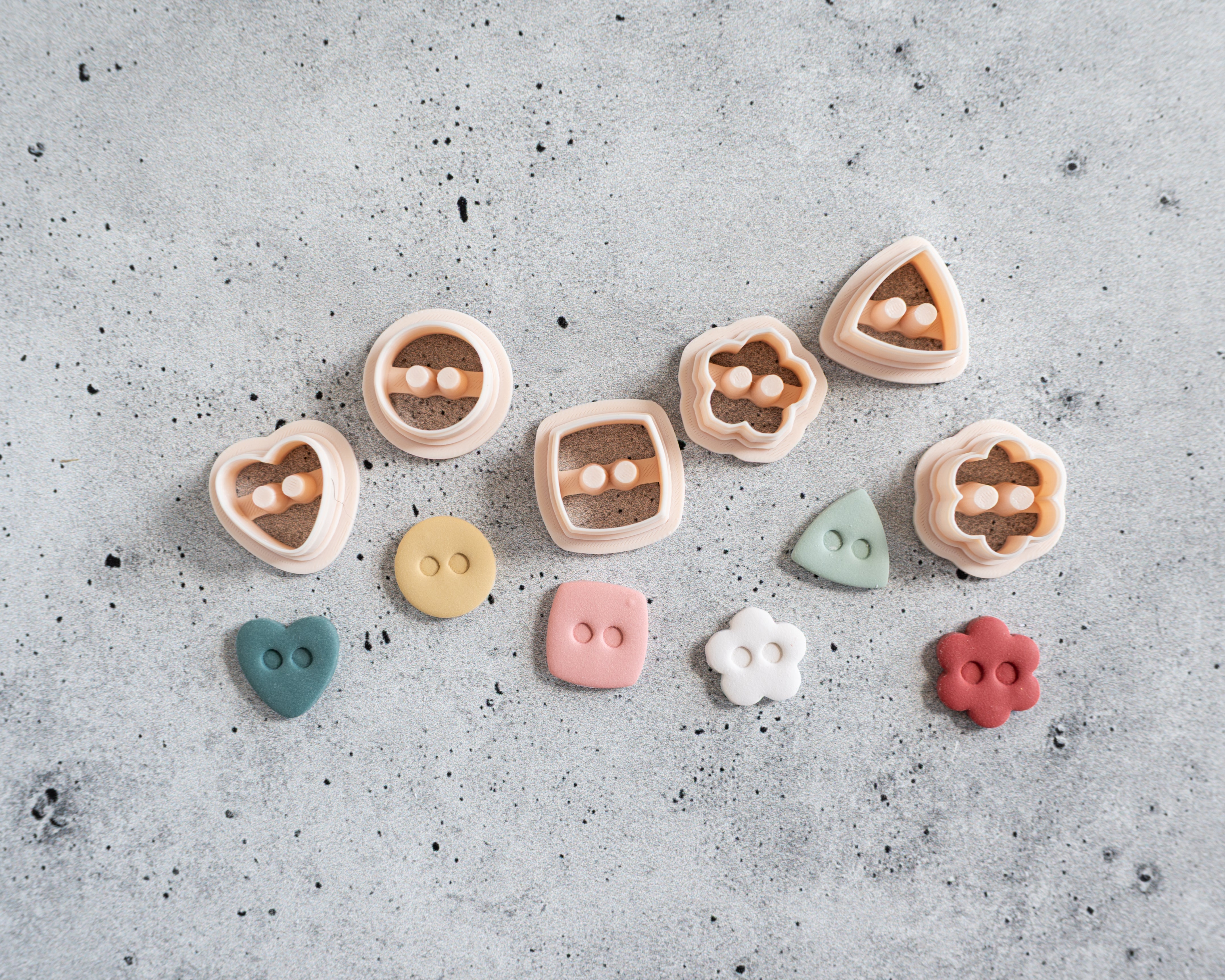 Button Shape Clay Cutters: Embossed and Cut