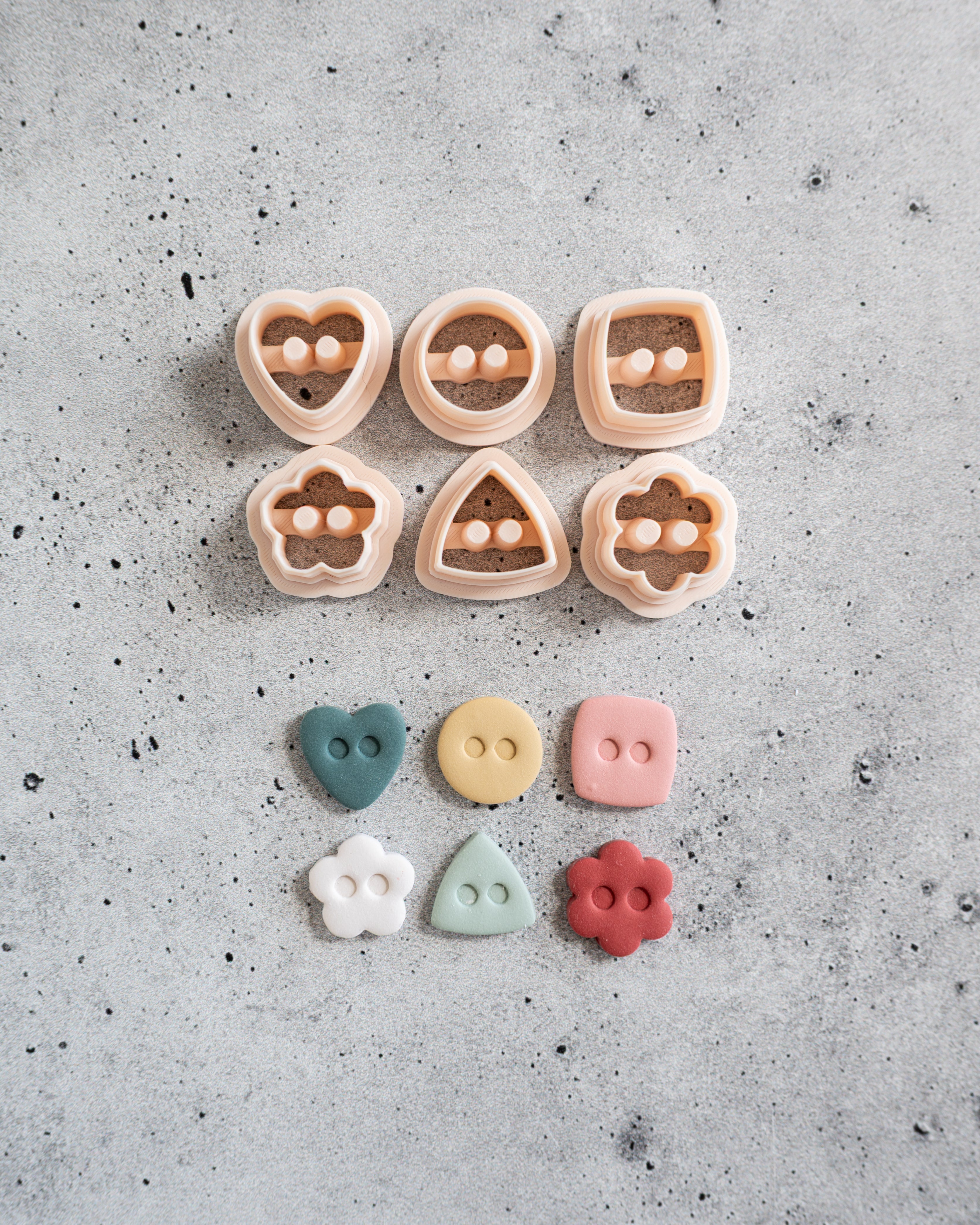 Button Shape Clay Cutters: Embossed and Cut