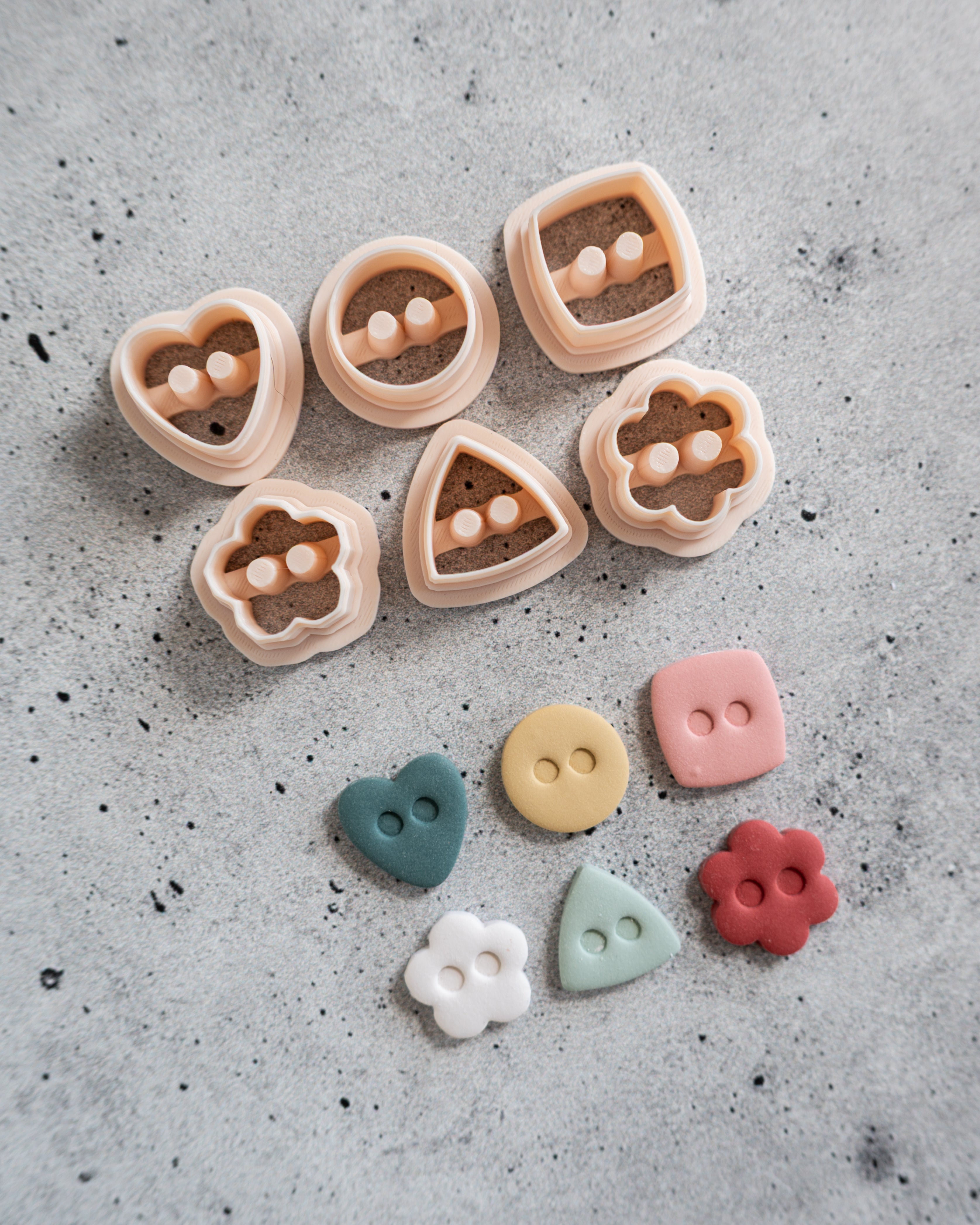 Button Shape Clay Cutters: Embossed and Cut