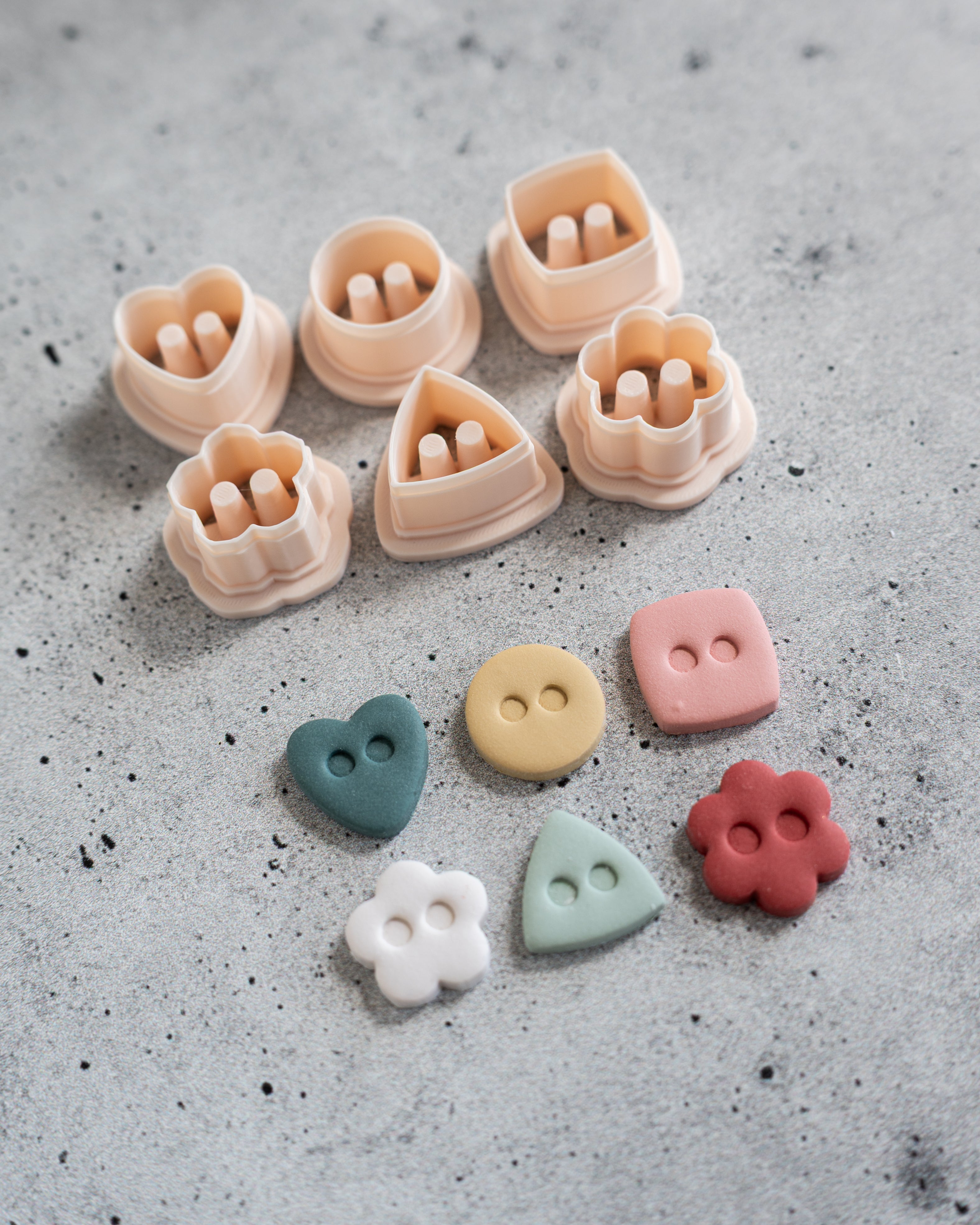 Button Shape Clay Cutters: Embossed and Cut
