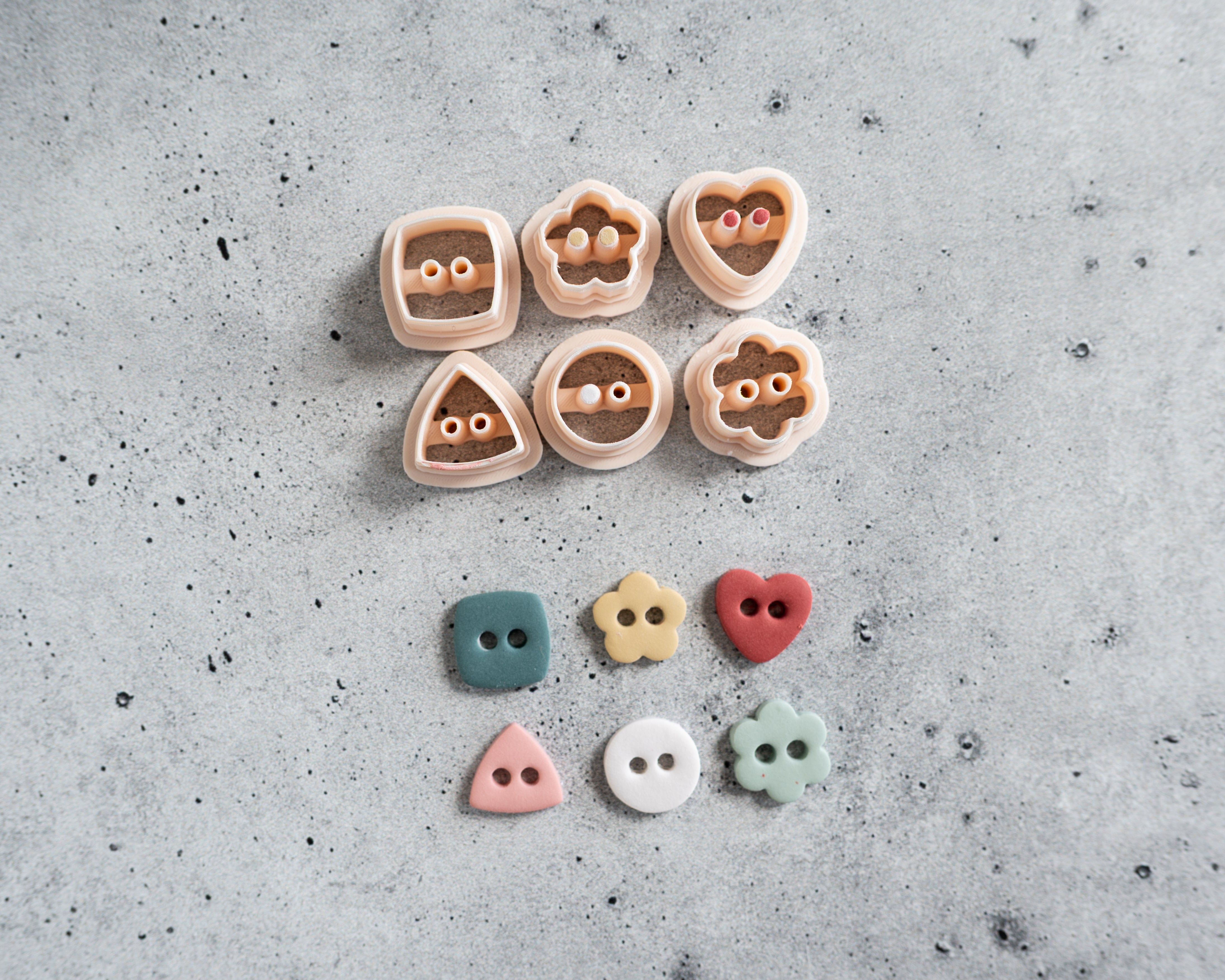 Button Shape Clay Cutters: Embossed and Cut
