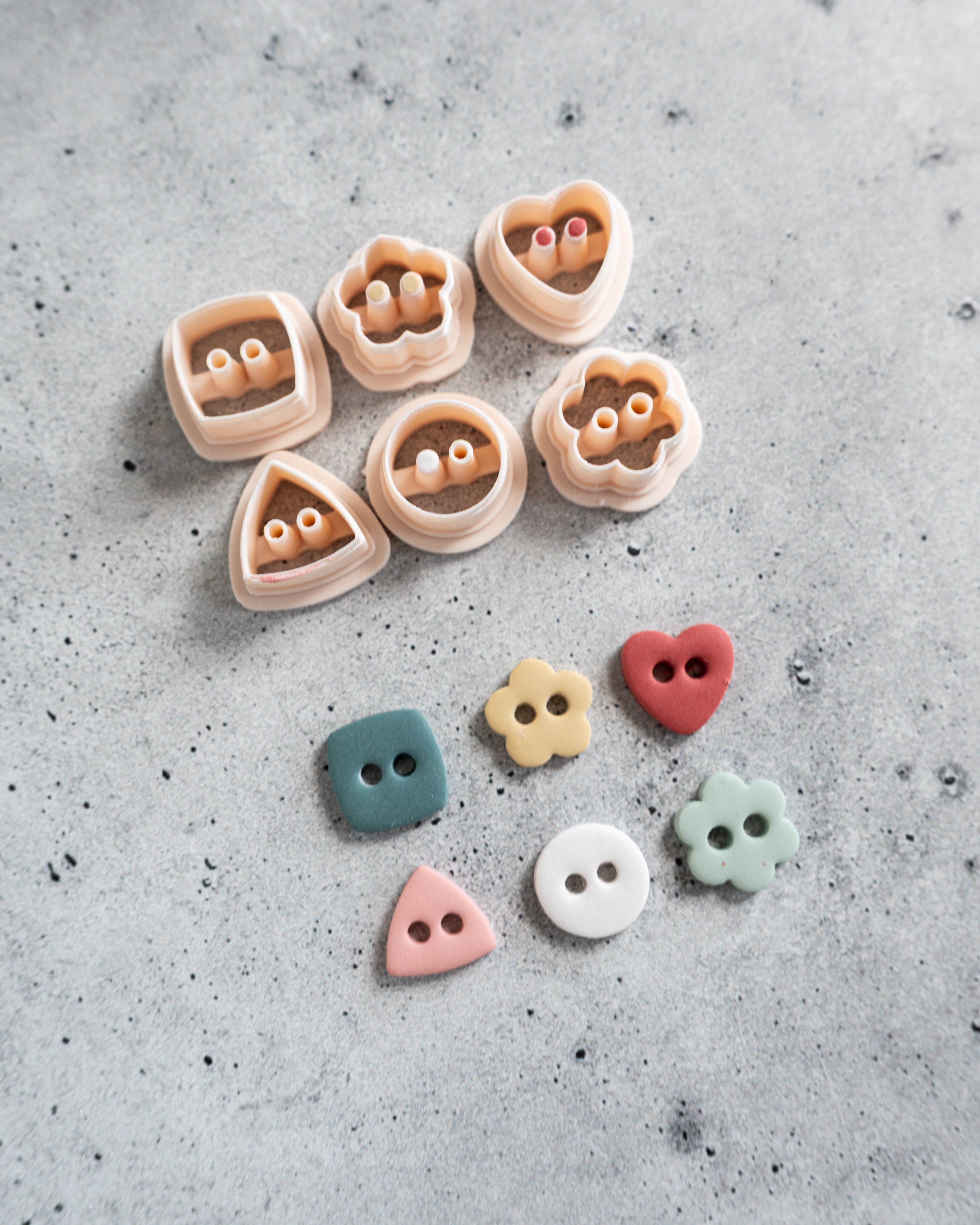 Button Shape Clay Cutters: Embossed and Cut