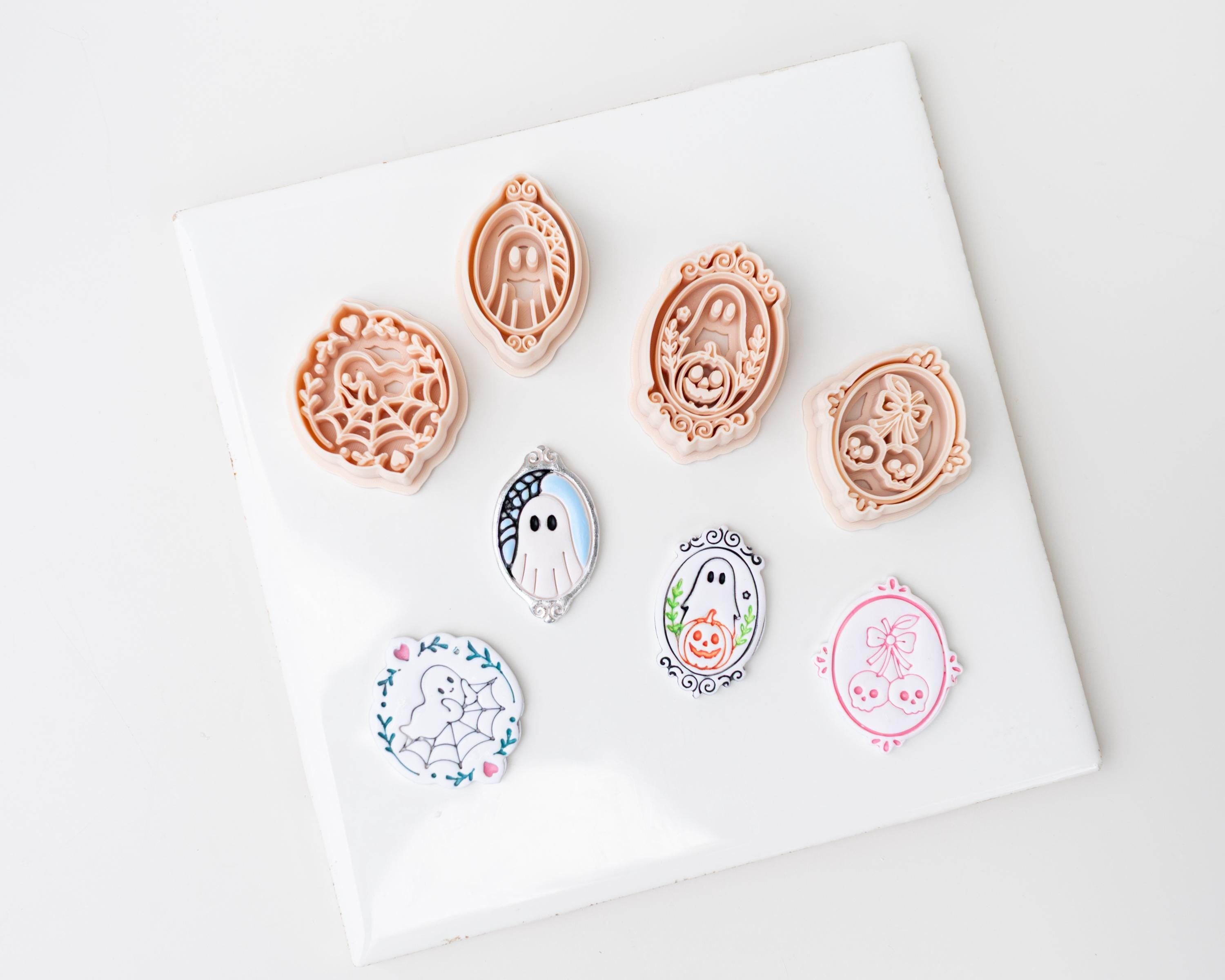 Ornate Halloween Cameo Collection | Ghost, Skull Cherries, Spiderweb Ghosts