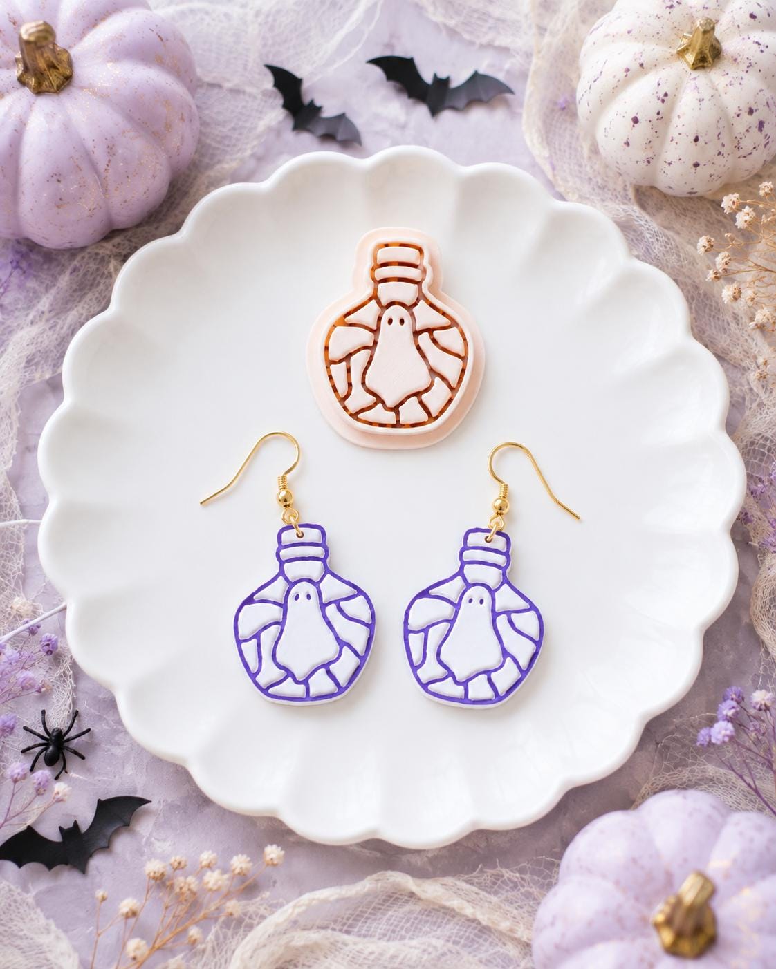 Stained Glass Collection | Ghost, Potion Bottle, Cat and Candy Corn Clay Cutter