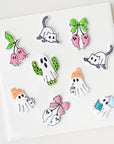 Hipster Ghost Holding Cup | Halloween styled clay cutter ghost with hat and drink