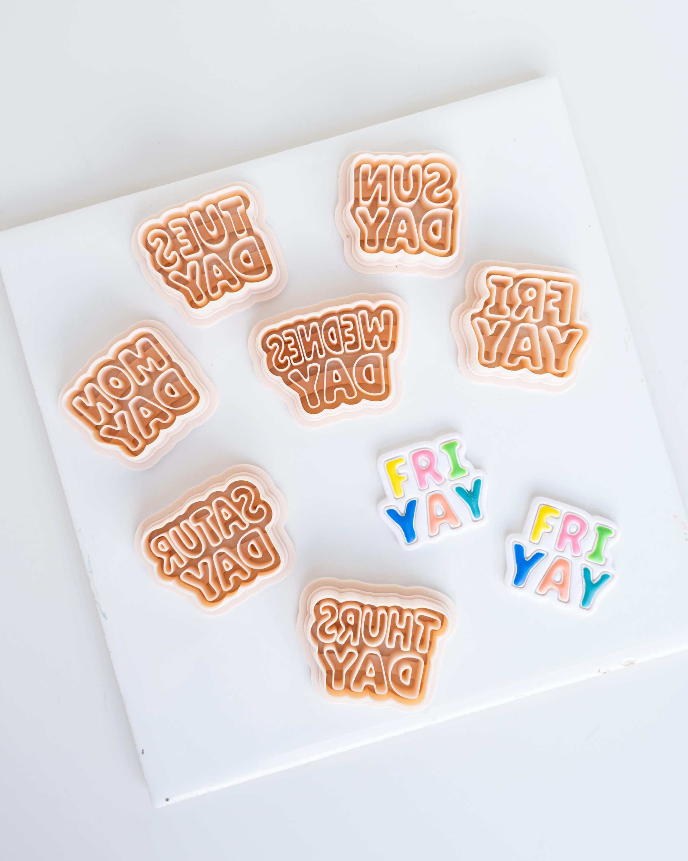 Days of the Week Clay Cutters | Teacher and School Earrings | Fri-Yay