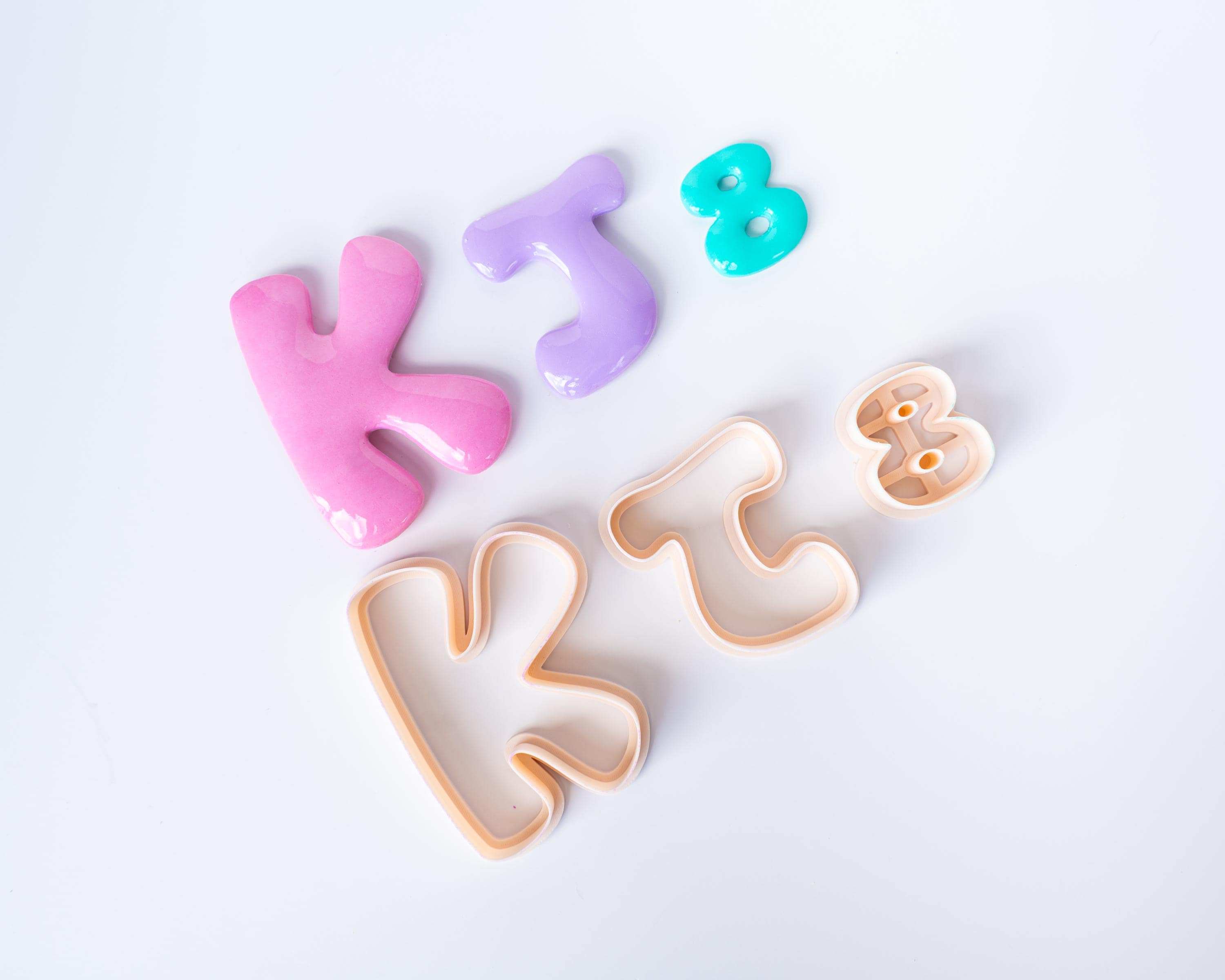 Bubble Letter Initials - Clay Cutters for Purse Charms, Magnets and Decor