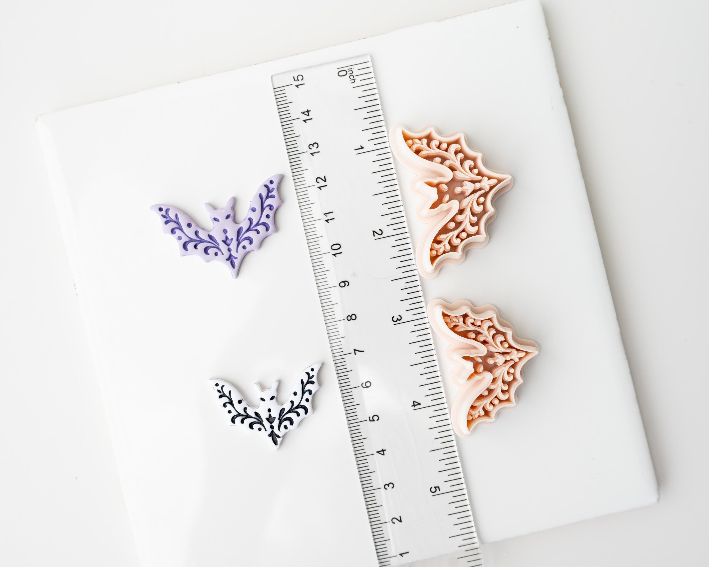 Embossed Bat | Fall 2026 Halloween Clay Cutter, Polymer Tool - Textured Detail, 30/35/40mm