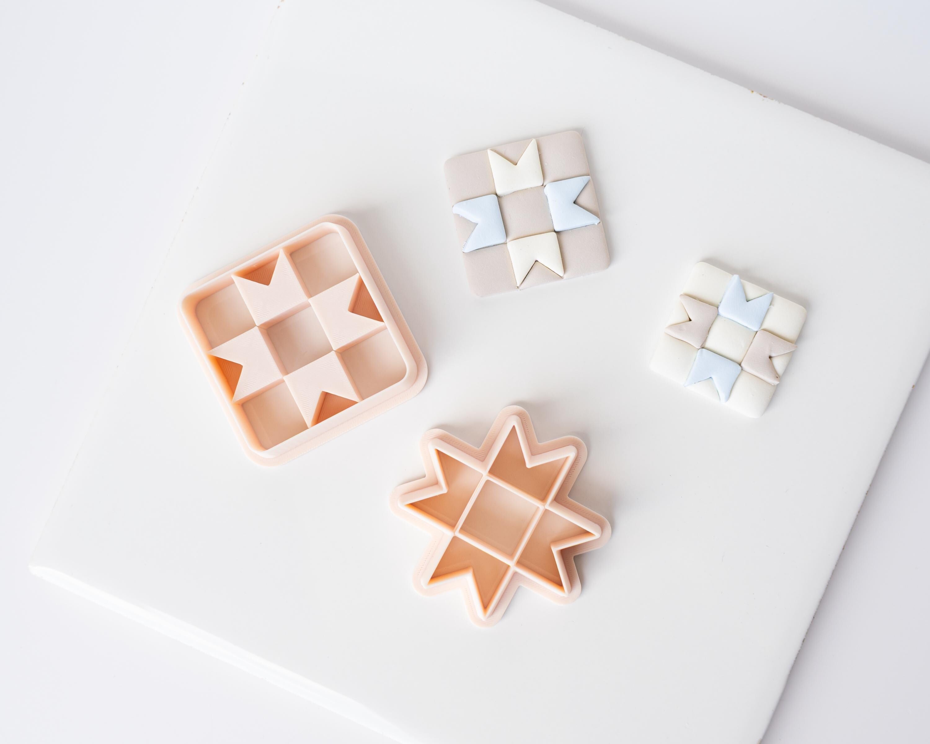 Quilt Pattern Clay Cutter - Straight or Diagonal Pattern with Inset Pieces