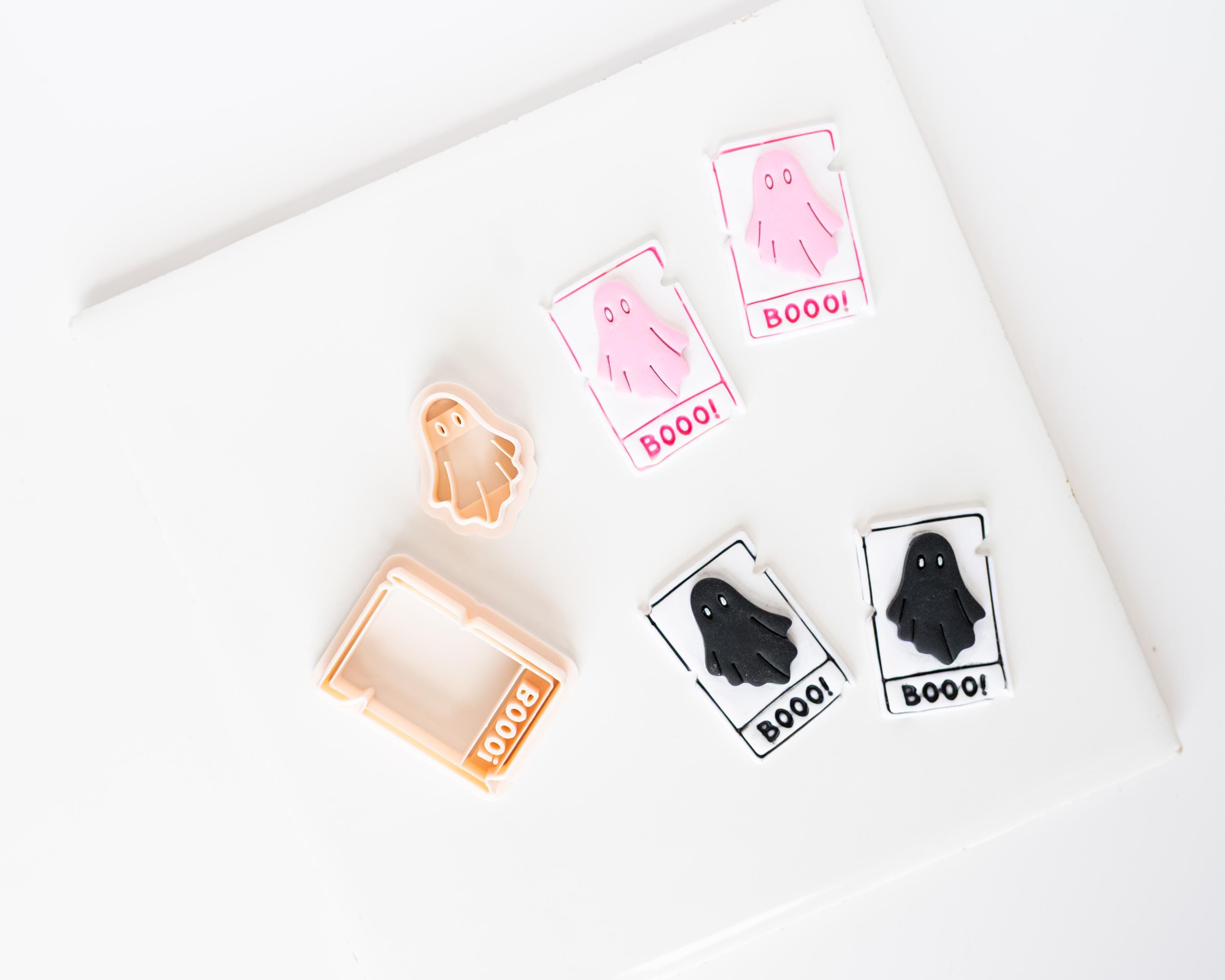 Boo Card with Ghost - 2 Piece Clay Cutter Set for Halloween