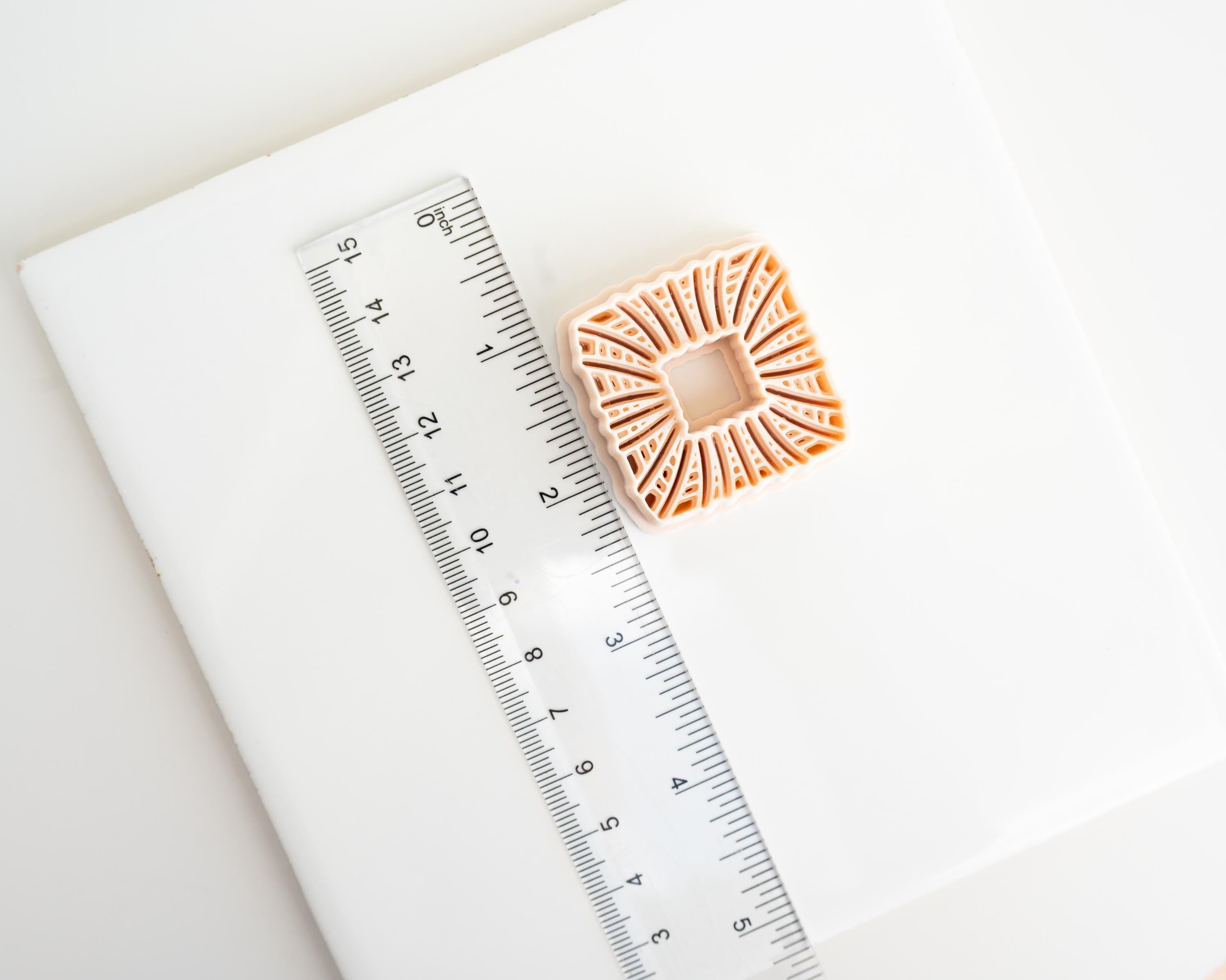 Wicker Square | Rattan embossed cut-out clay cutter