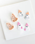 Hipster Ghost Holding Cup | Halloween styled clay cutter ghost with hat and drink