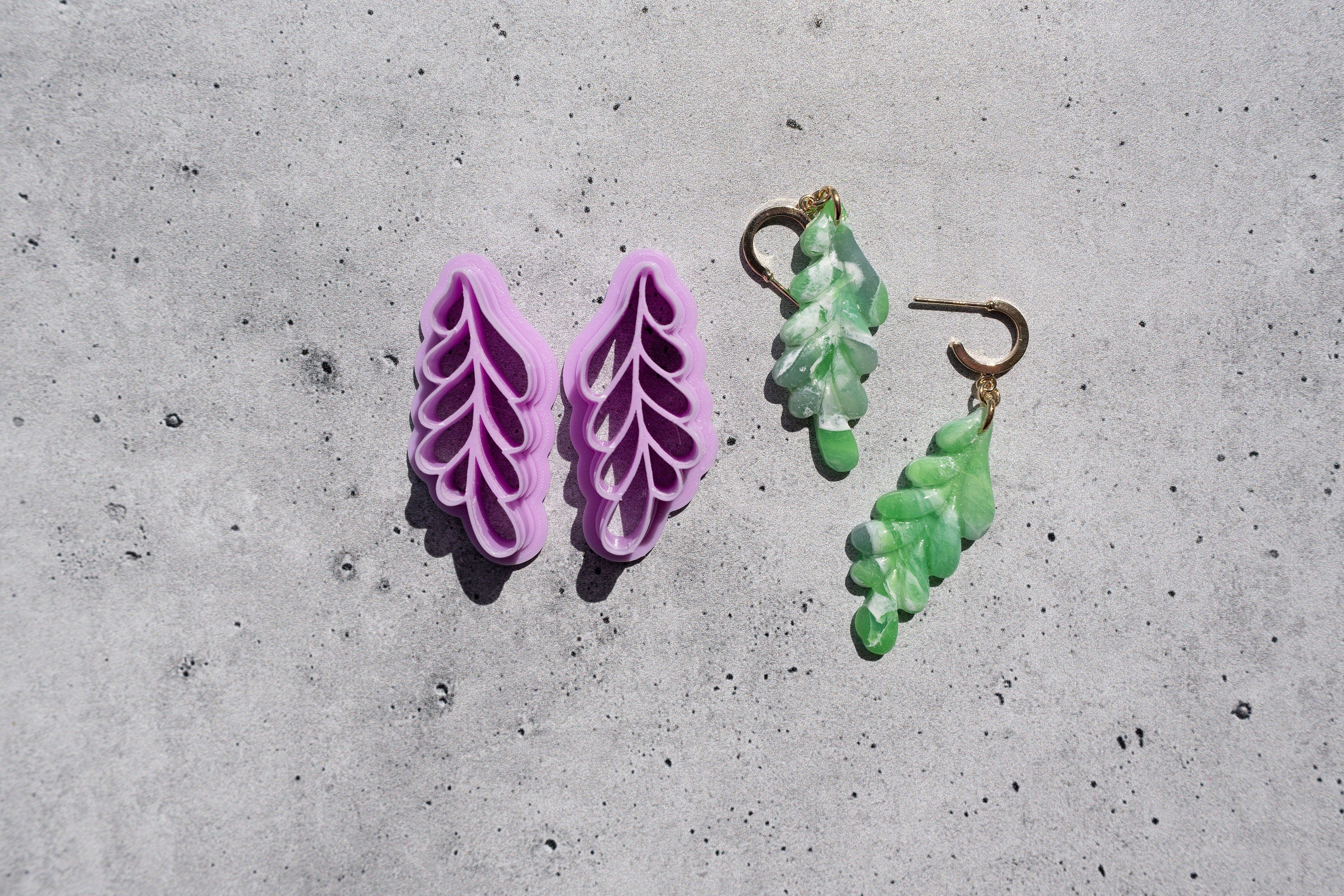 Leaf Cascade Dangle - Mirrored Set