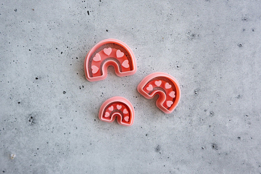 Rainbow Hearts Clay Cutters